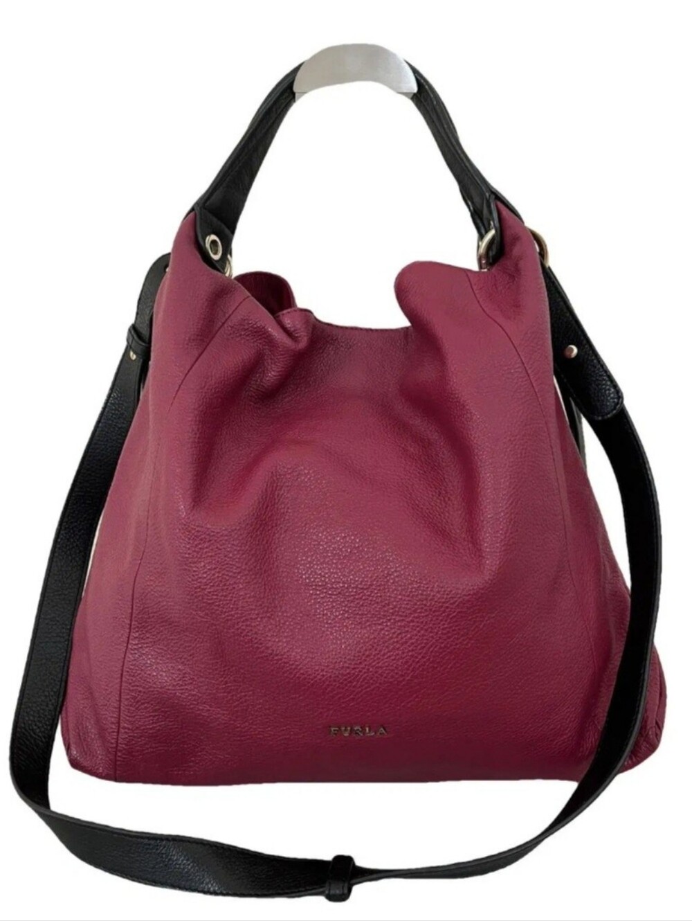 Furla Fushia Leather Hobo EUC